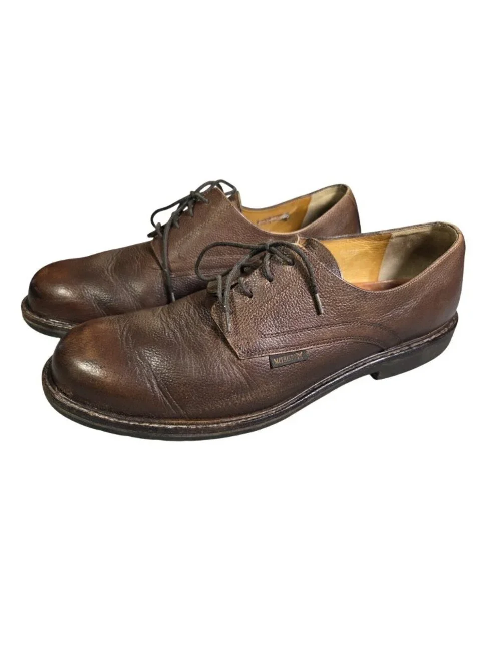 Mephisto Marlon Goodyear Welt Plain Toe Oxford 12 Brown Pebble Leather EUC